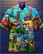 Mens Button Down Shirts Skull