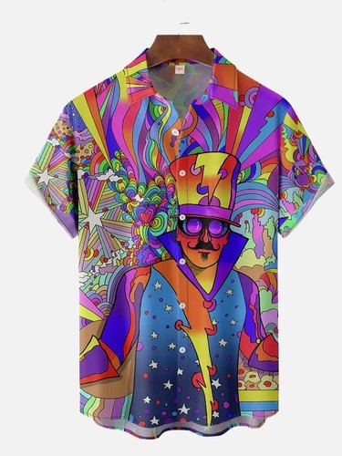 Mens button down psychedelic - mens,