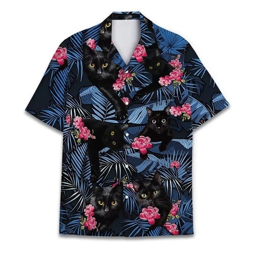 Mens button down black - black, cat