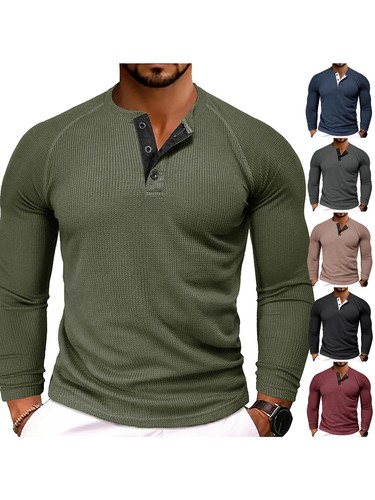 Mens ribbed henley shirts long - mens,